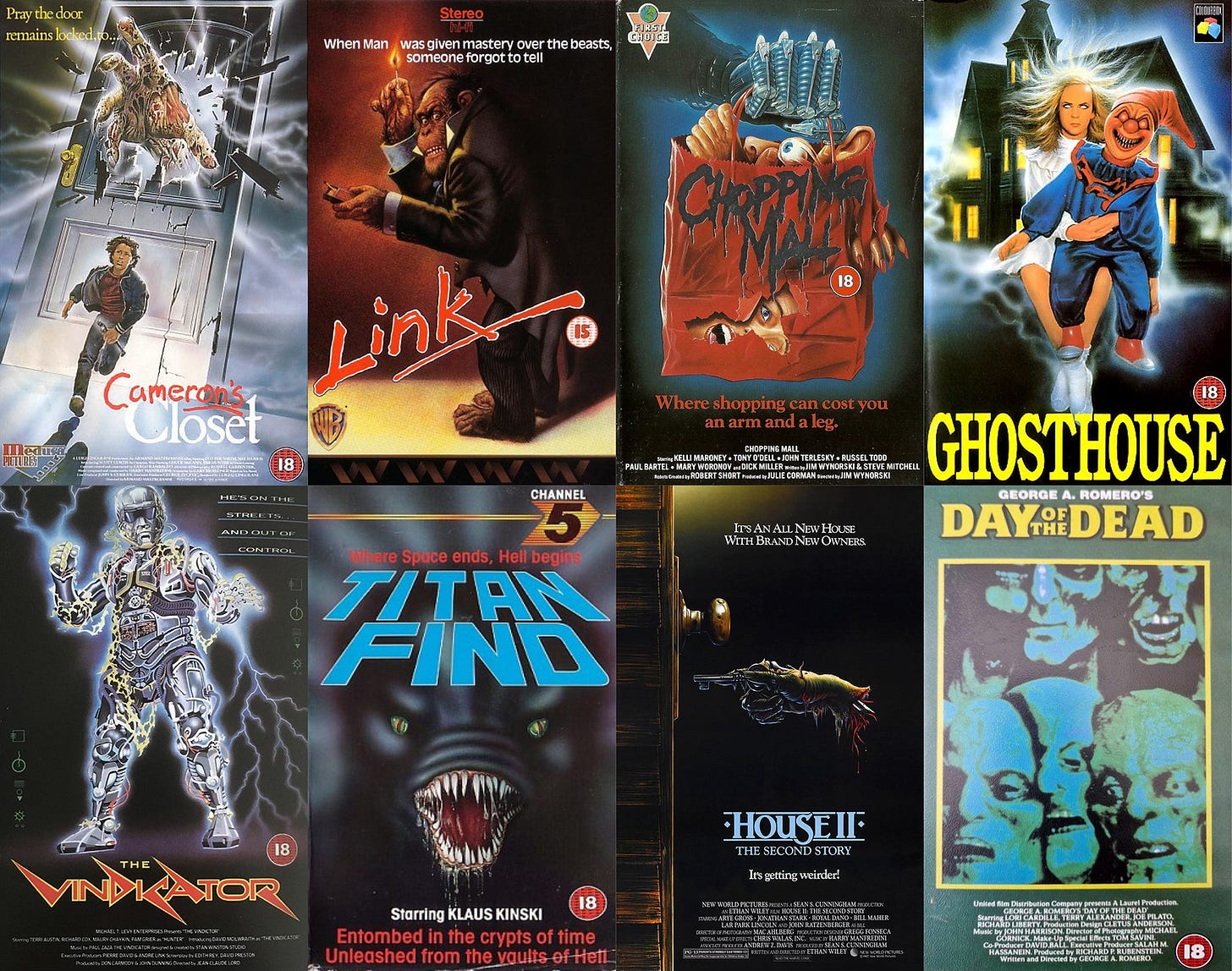 A selection of VHS covers from the 1980s