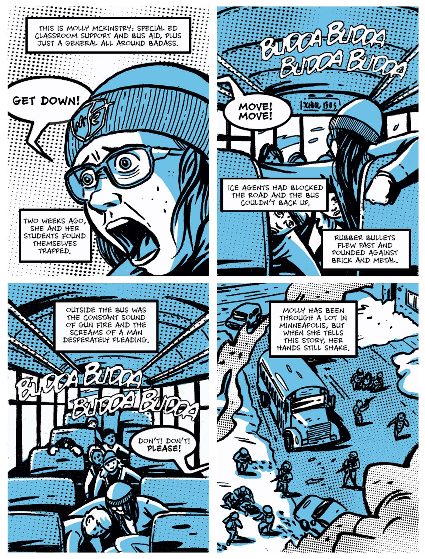 Digital comic by cartoonist Jason Walz about their experience with ICE and how their community is being impacted by this. This was a comic created for the #ICEout comics movement on Instagram. 