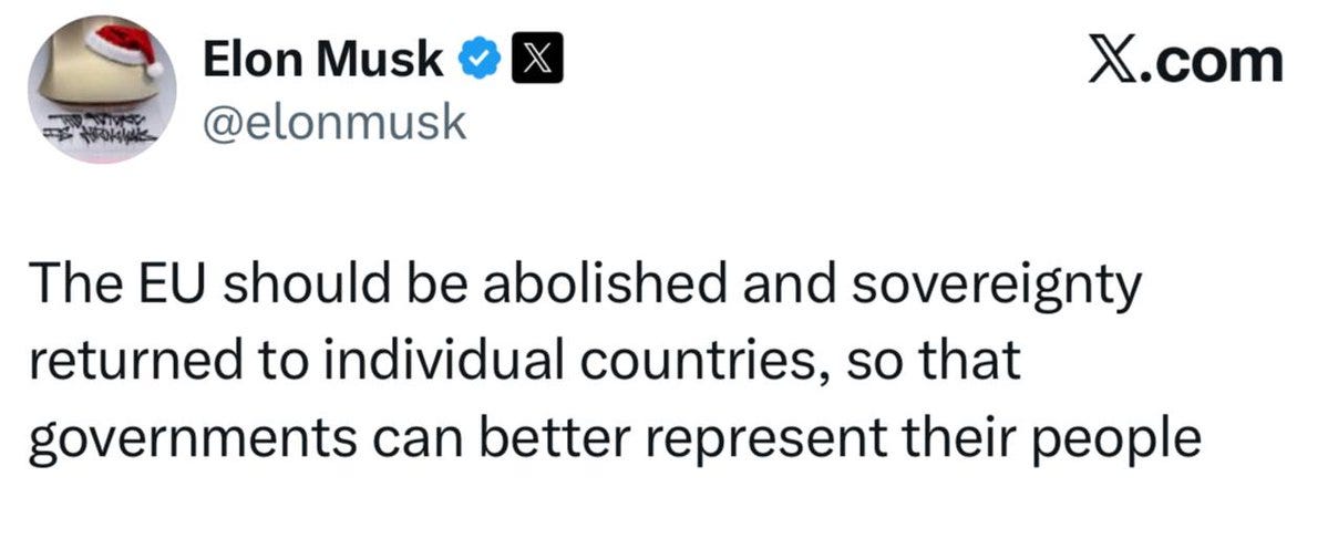 Musk Calls to Abolish the European Union and Return Sovereignty to Individual Countries Elon Musk stated that the European Union should be " abolished," and sovereignty should be returned to individual countries so Musk Calls to Abolish the European Union and Return Sovereignty to Individual Countries Elon Musk stated that the European Union should be " abolished," and sovereignty should be returned to individual countries so