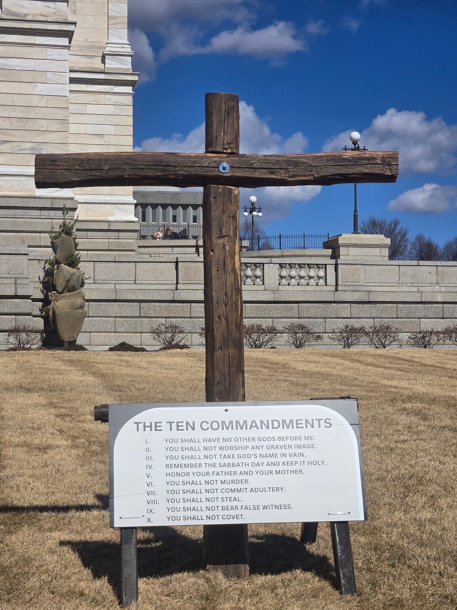 May be an image of monument and text that says 'II. IV. V. THE TEN COMMANDMENTS YOU HAVE OOTHER GODS BEFORE ME. WORSHIP GRAVEN IMAGE NOT D'SN NAME VAIN. REMEMBERTNESABATHDAYANDKEPIT THDA REMEMBER DAY YAND KEEPI HOLY. HONORYOURFATHERANDYOURMOTHER. YOUR MOTHER. YOU YOU SHALL YOU SHALL VII. VIII. IX. COMMIT ADULTERY. STEA FALSE WITNESS. YOU SHALL NOT COVET. 周'