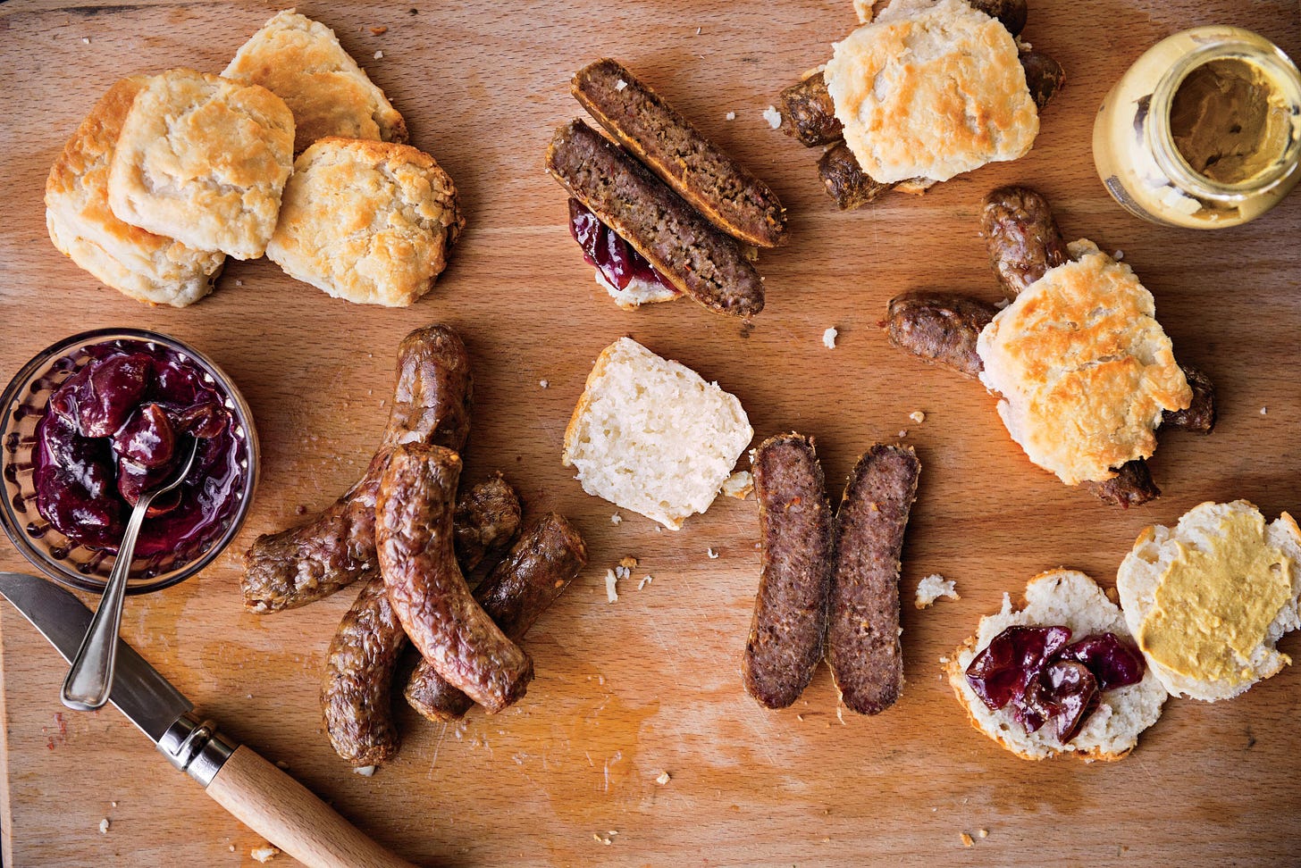 Biscuits with sausage.