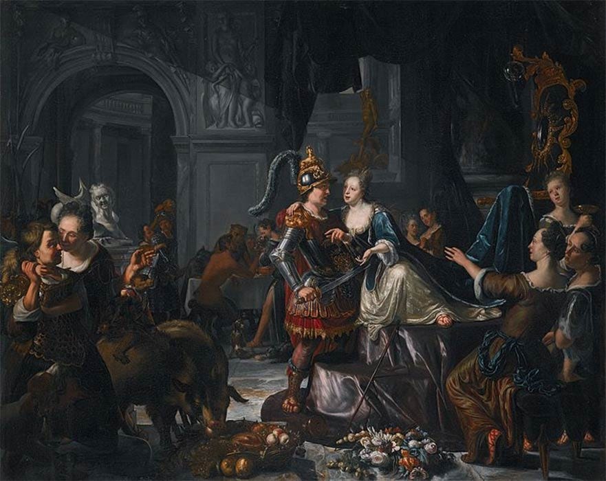 Circe and Odysseus, by Matthijs Naiveu (1702) (Public Domain) Circe and Odysseus, by Matthijs Naiveu (1702) (Public Domain)