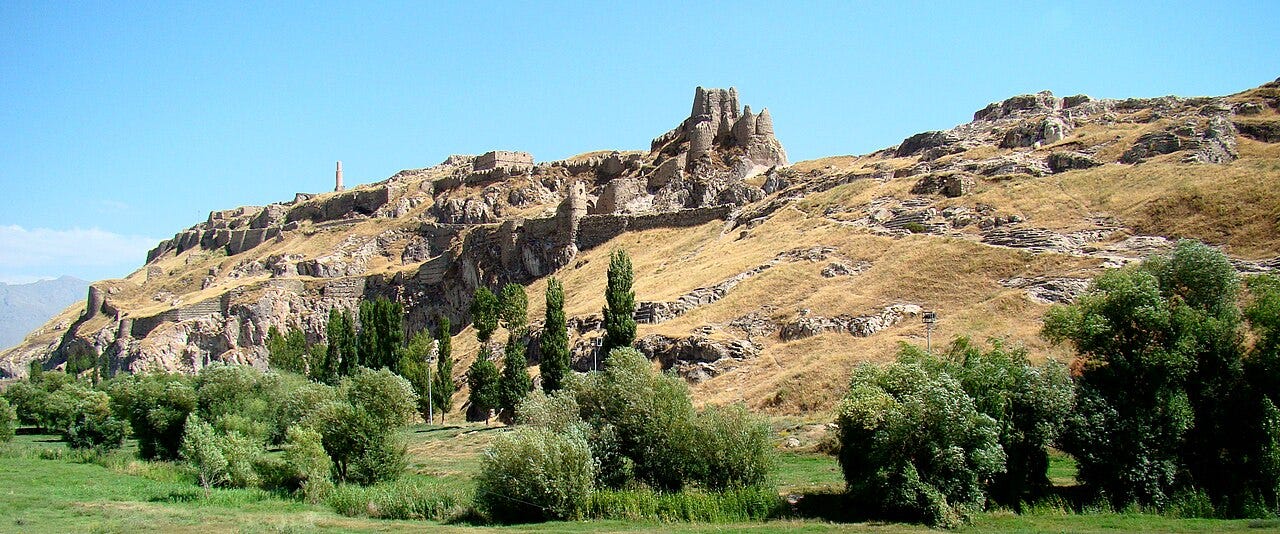 The ancient fortress a few kilometres west of present-day Van The ancient fortress a few kilometres west of present-day Van