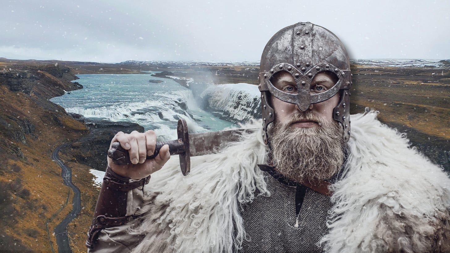 nordic recovery viking on a a background of iceland nordic recovery viking on a a background of iceland