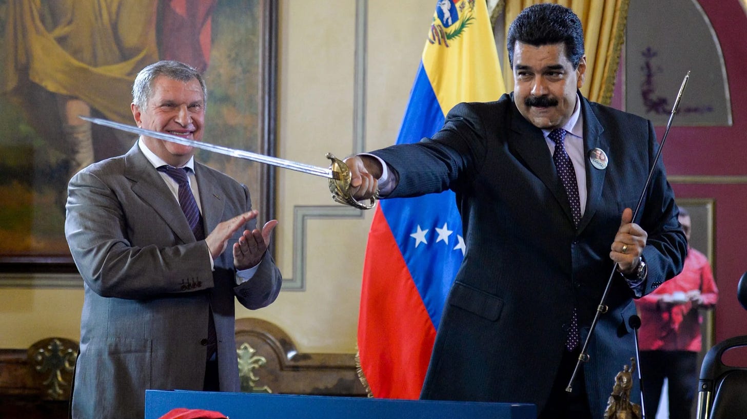 In July 2016, Maduro signed a series of agreements with Igor Sechin, the CEO of Rosneft, to expand oil production and cooperation. EDERICO PARRA/AFP via Getty Images