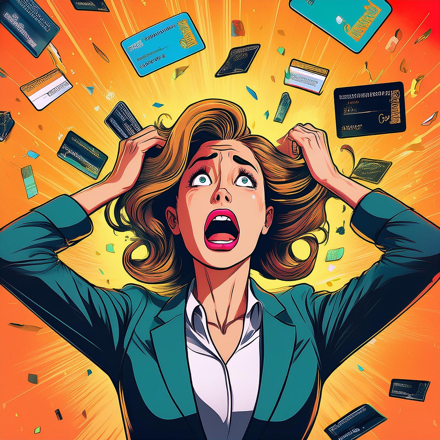 Young Businesswoman Overwhelmed by Debt