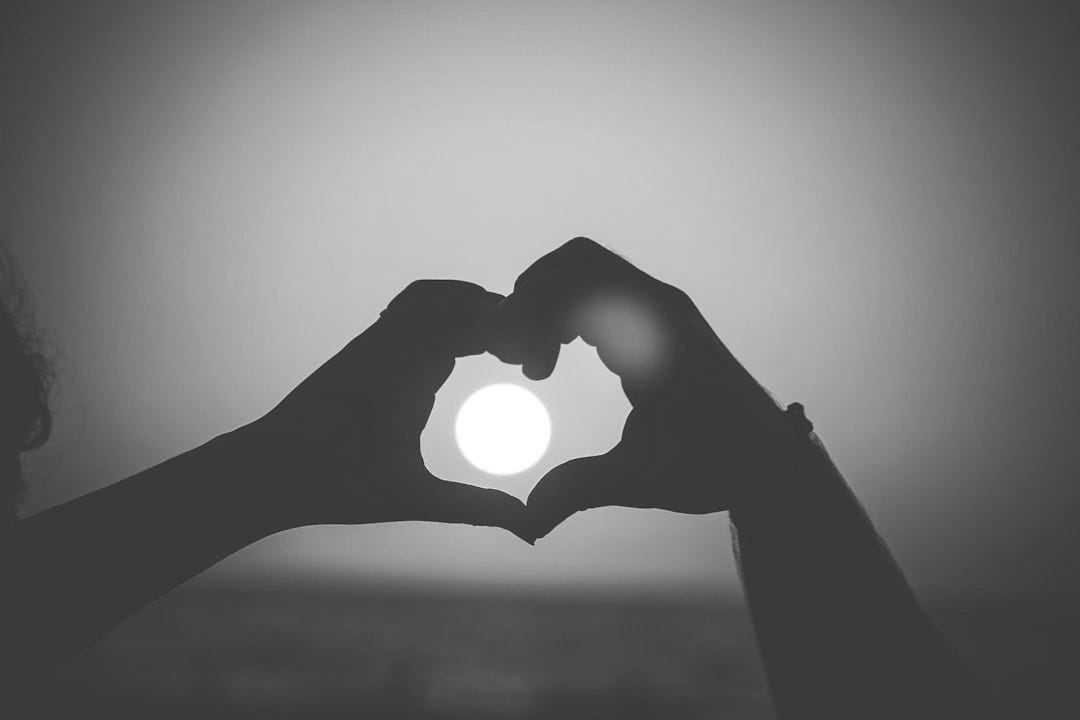 silhouette of person's hands forming heart silhouette of person's hands forming heart