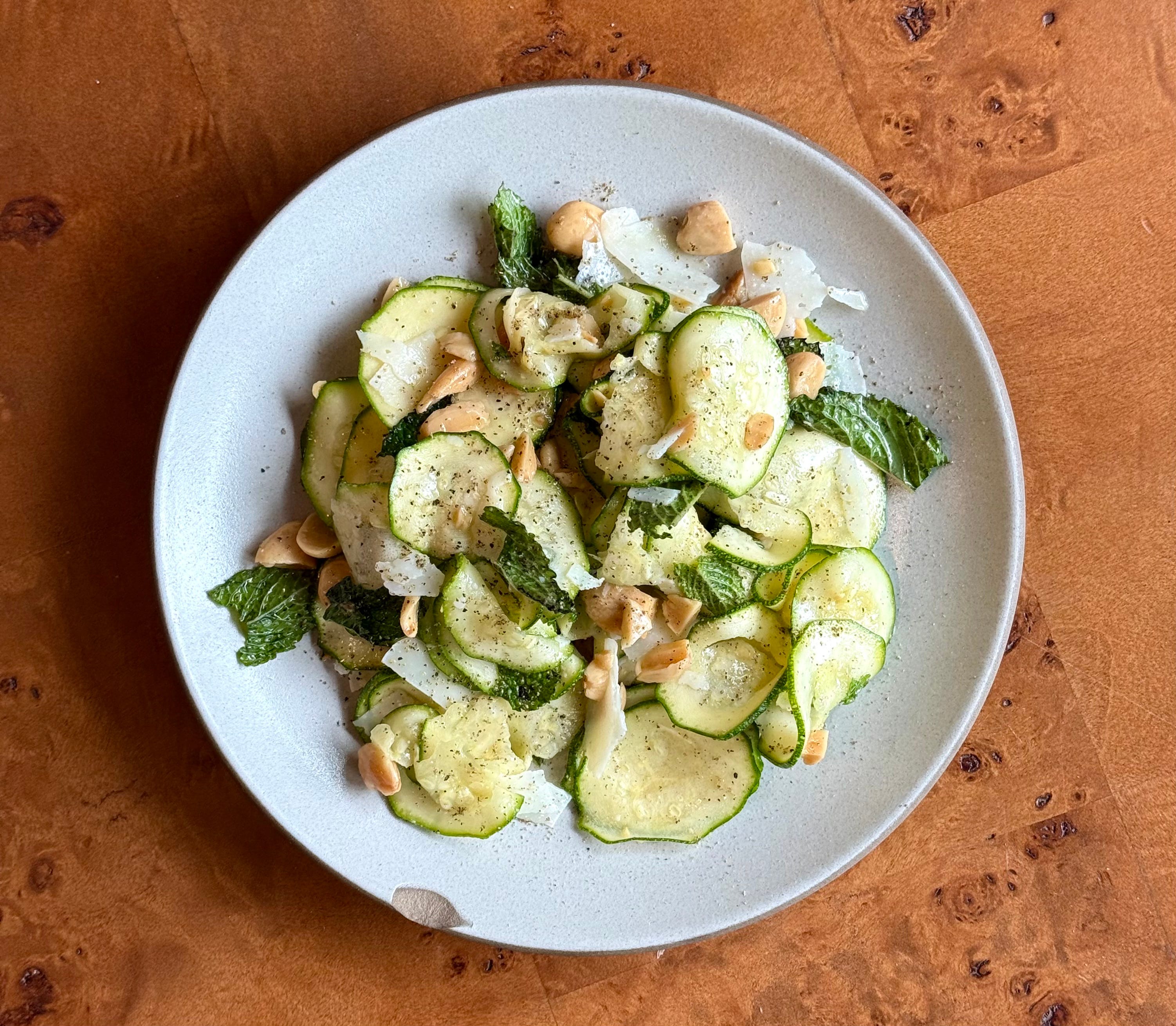 Zucchini Salad w Mint + Marconas - by Max Baroni - Hot Side