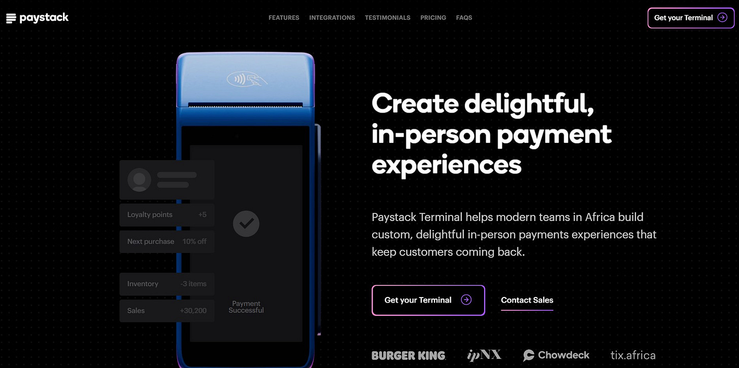 Paystack Terminal Design Screenshot