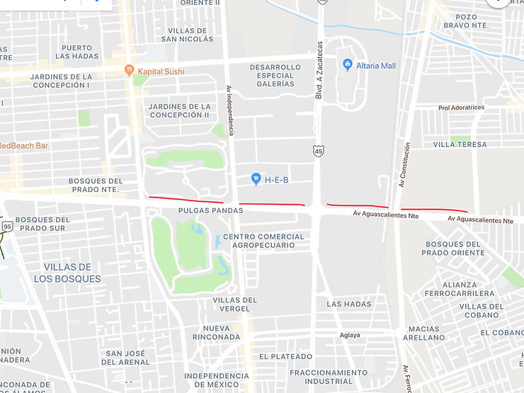 Bordes Urbanos en segundo anillo en Aguascalientes