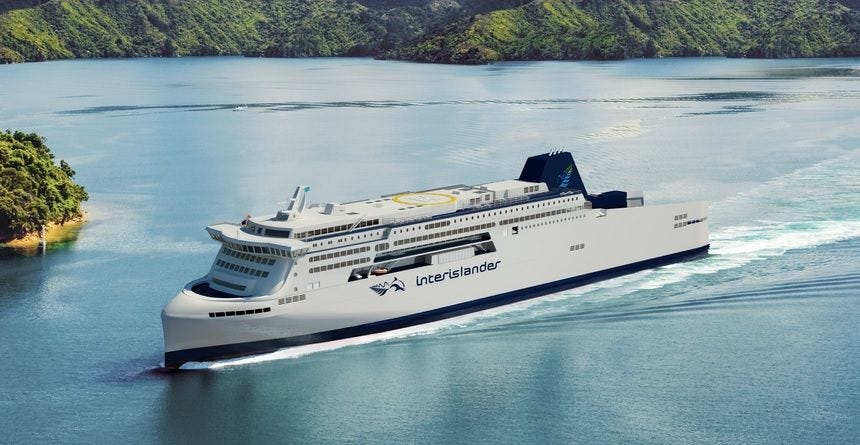 A Kiwirail promotional image of the planned ferries