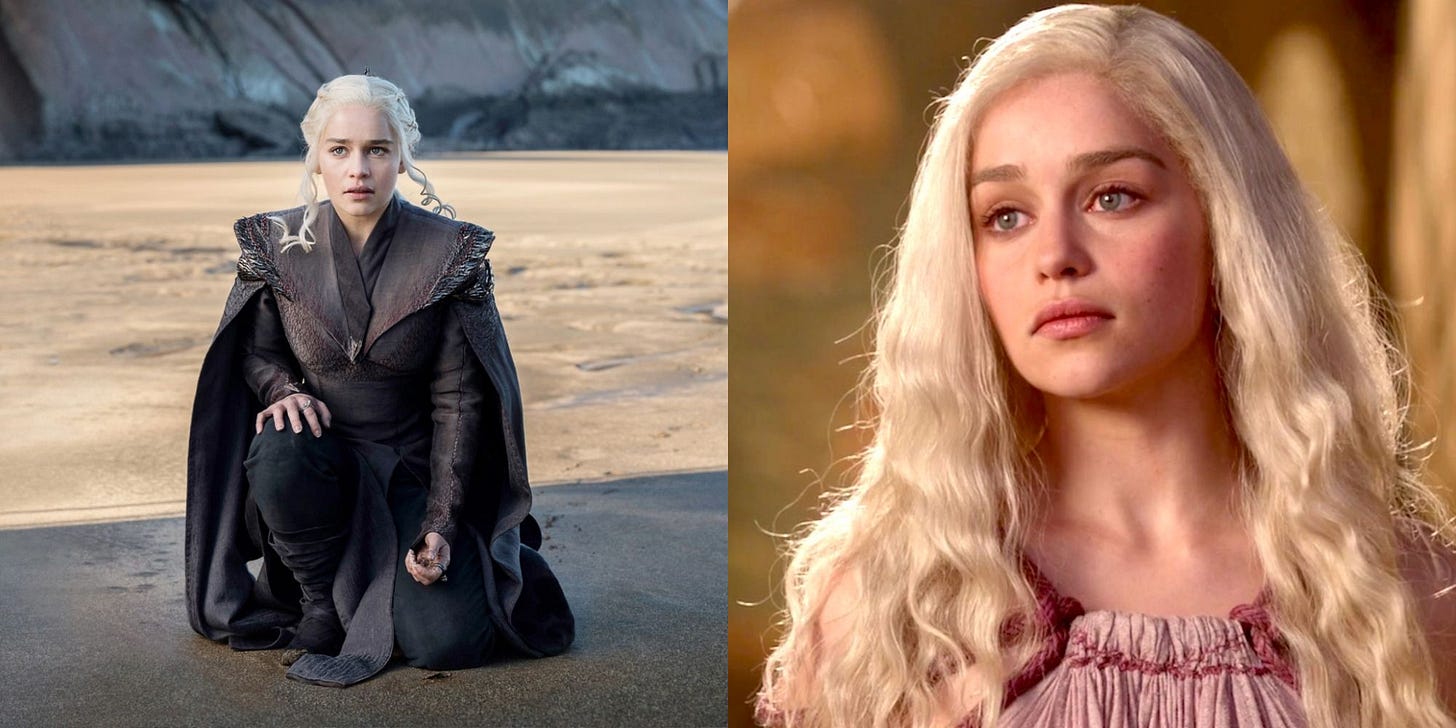Split image of Daenerys Targaryen in Game of Thrones