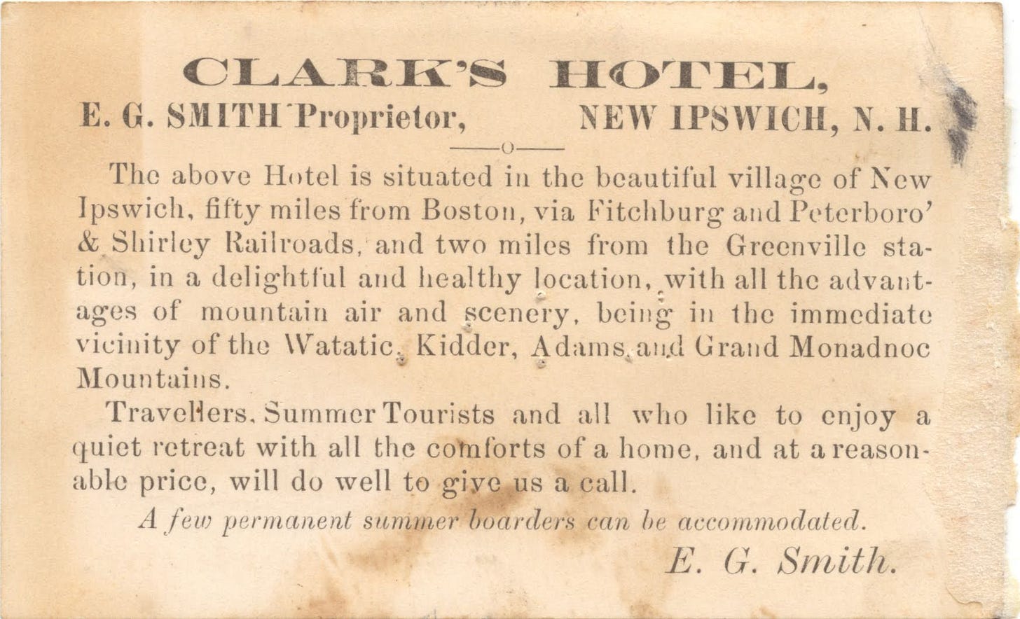 Clark's Hotel card