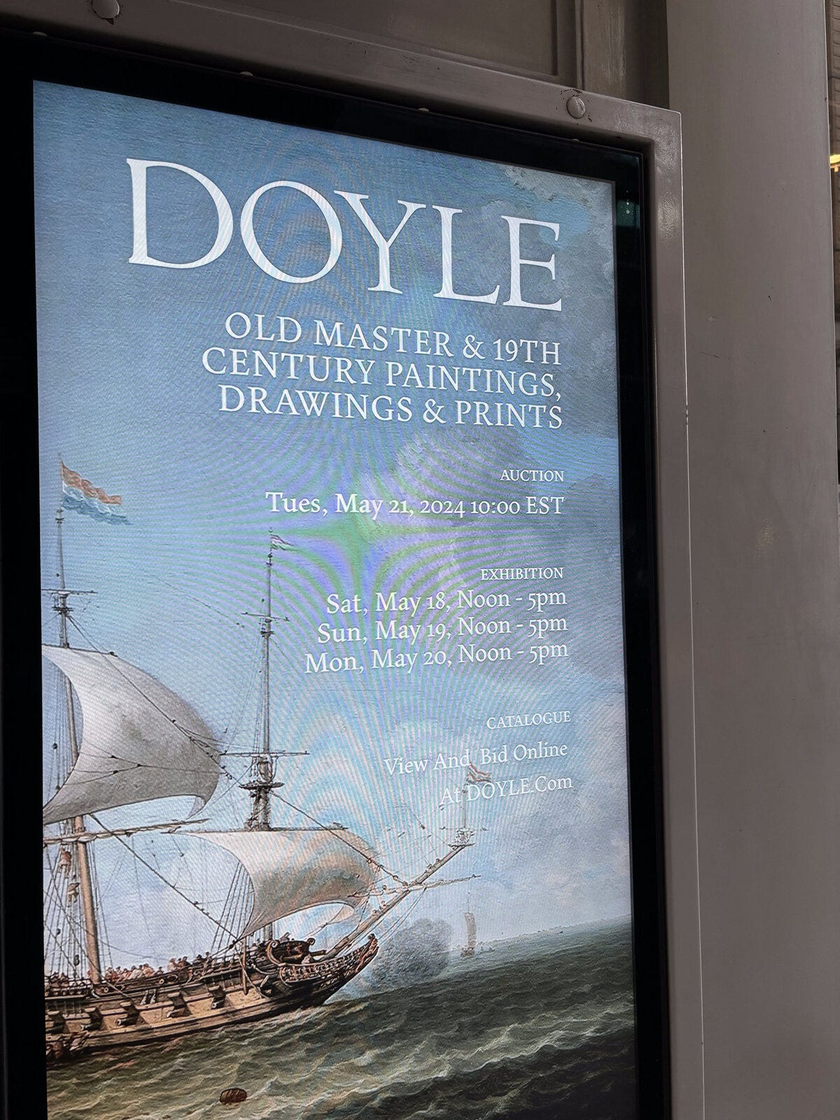 Doyle拍賣行海報,主視覺為帆船油畫 Doyle拍賣行海報,主視覺為帆船油畫