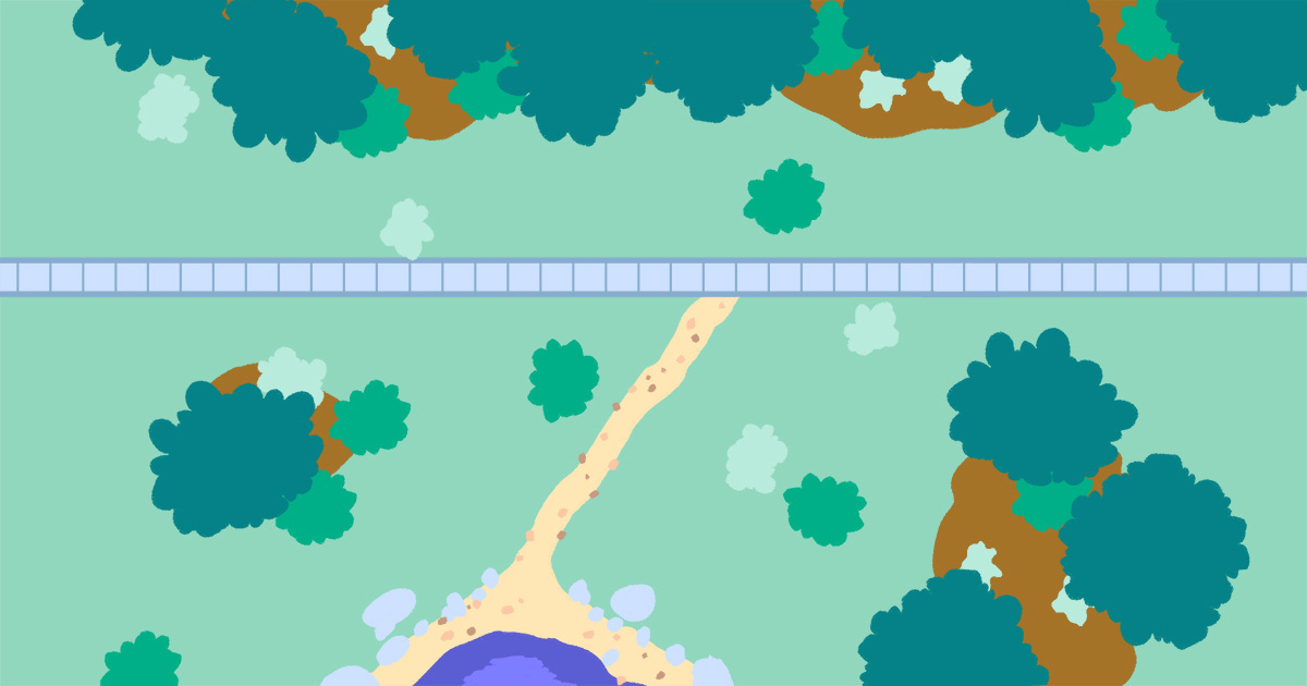 Image description: This illustration shows a dirt path from a central point of interest within a park that radiates to a formal path made by park rangers. 