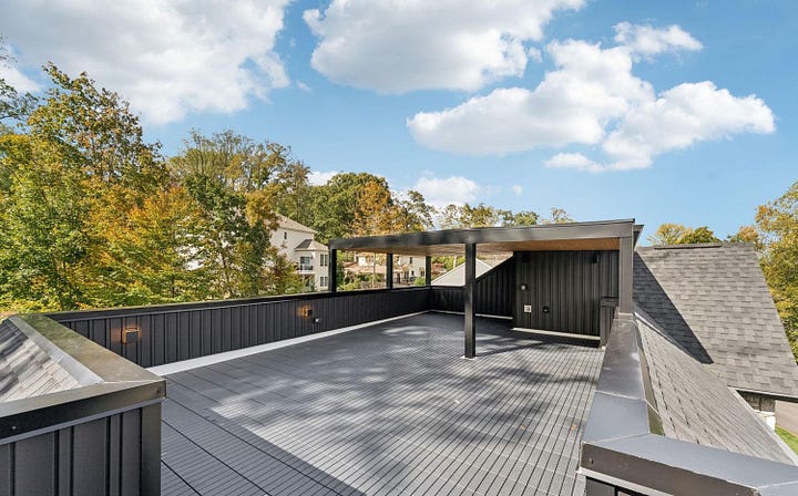Roof deck in daytime and at night