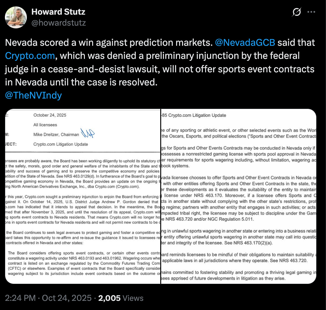News: Crypto.com To Pull Sports Event Contracts In Nevada