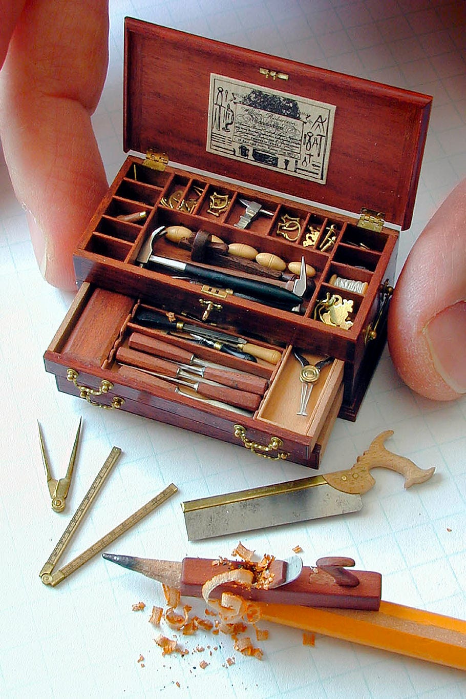 Gentleman's Tool Chest, London, England, c.1770, made in 1/12th scale by Wm. R. Robertson