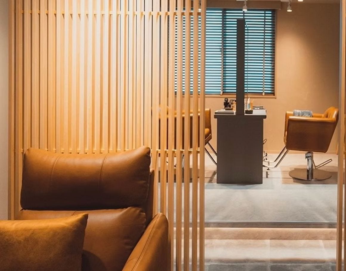 Head spa treatment room in Tokyo. Head spa treatment room in Tokyo.
