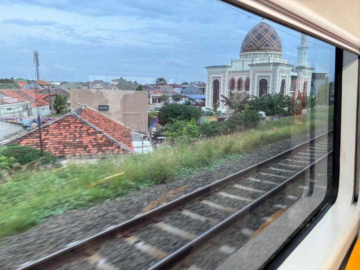 The Rail Link train from Jakarta Airport to the center of Jakarta.
