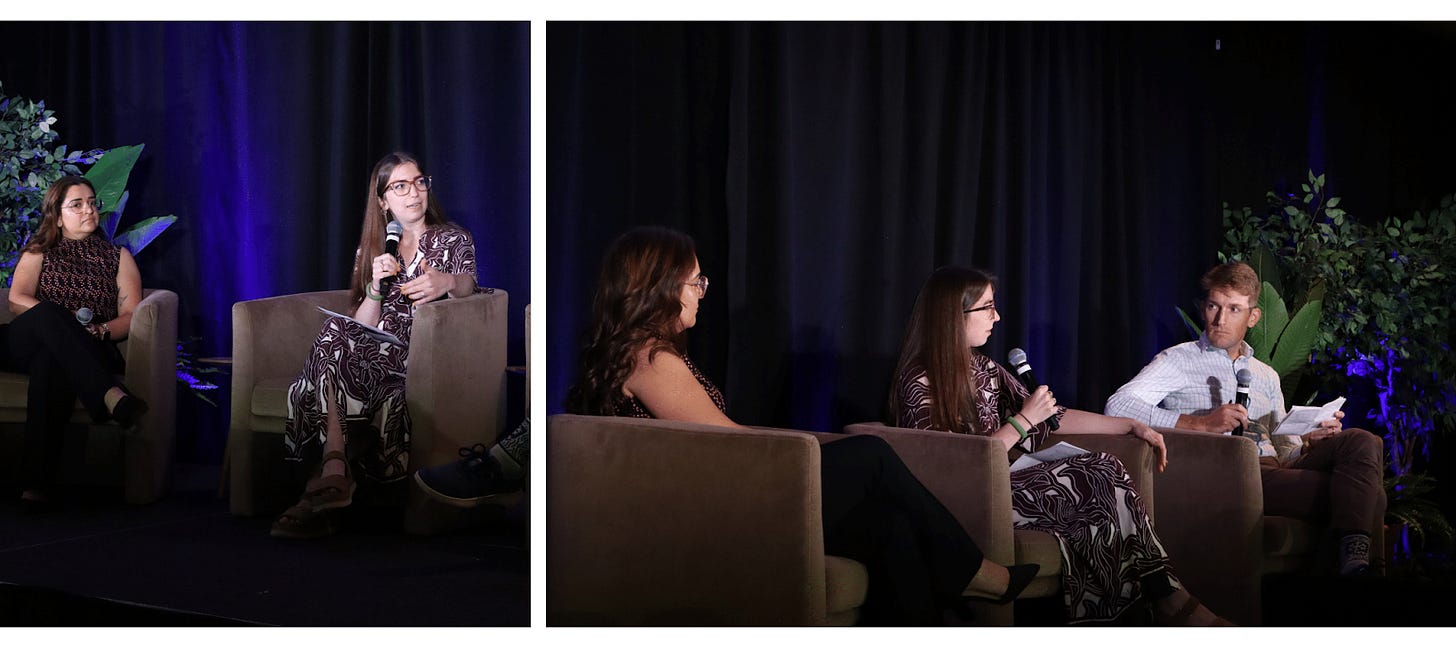 DFP’s Grace Adcox (Image 1: right; Photos of DFP's Grace Adcox speaking at NCEL keynote.