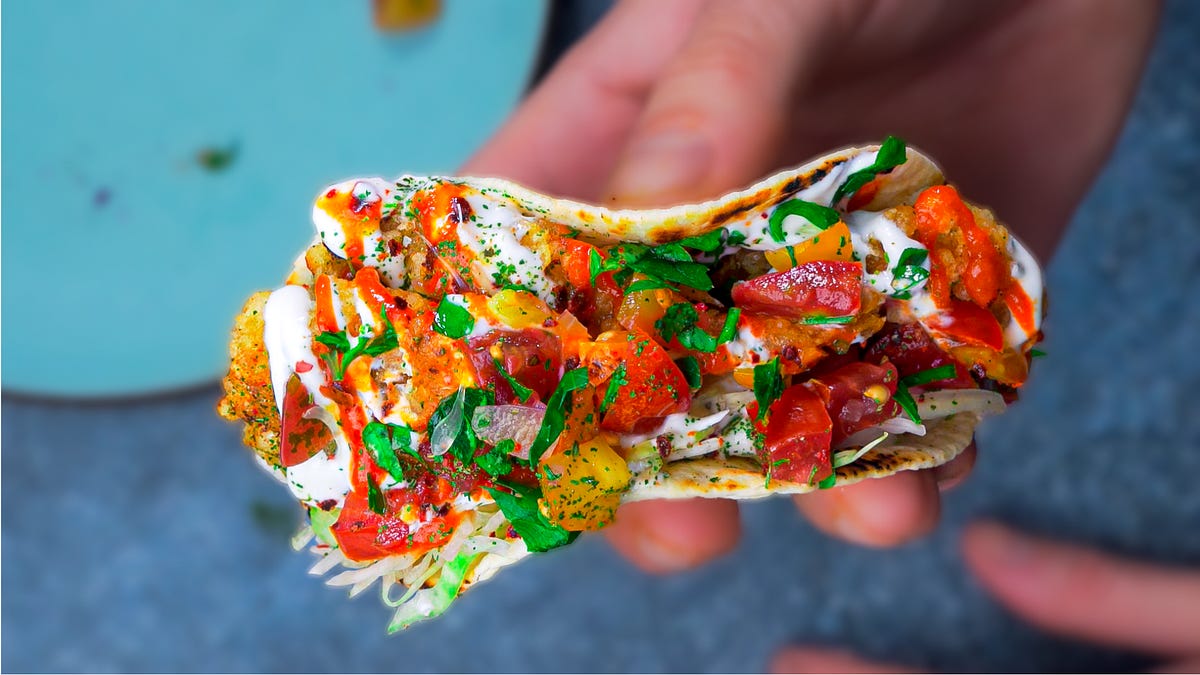 Crispy Shrimp Tacos with Garlic-Lime Crema