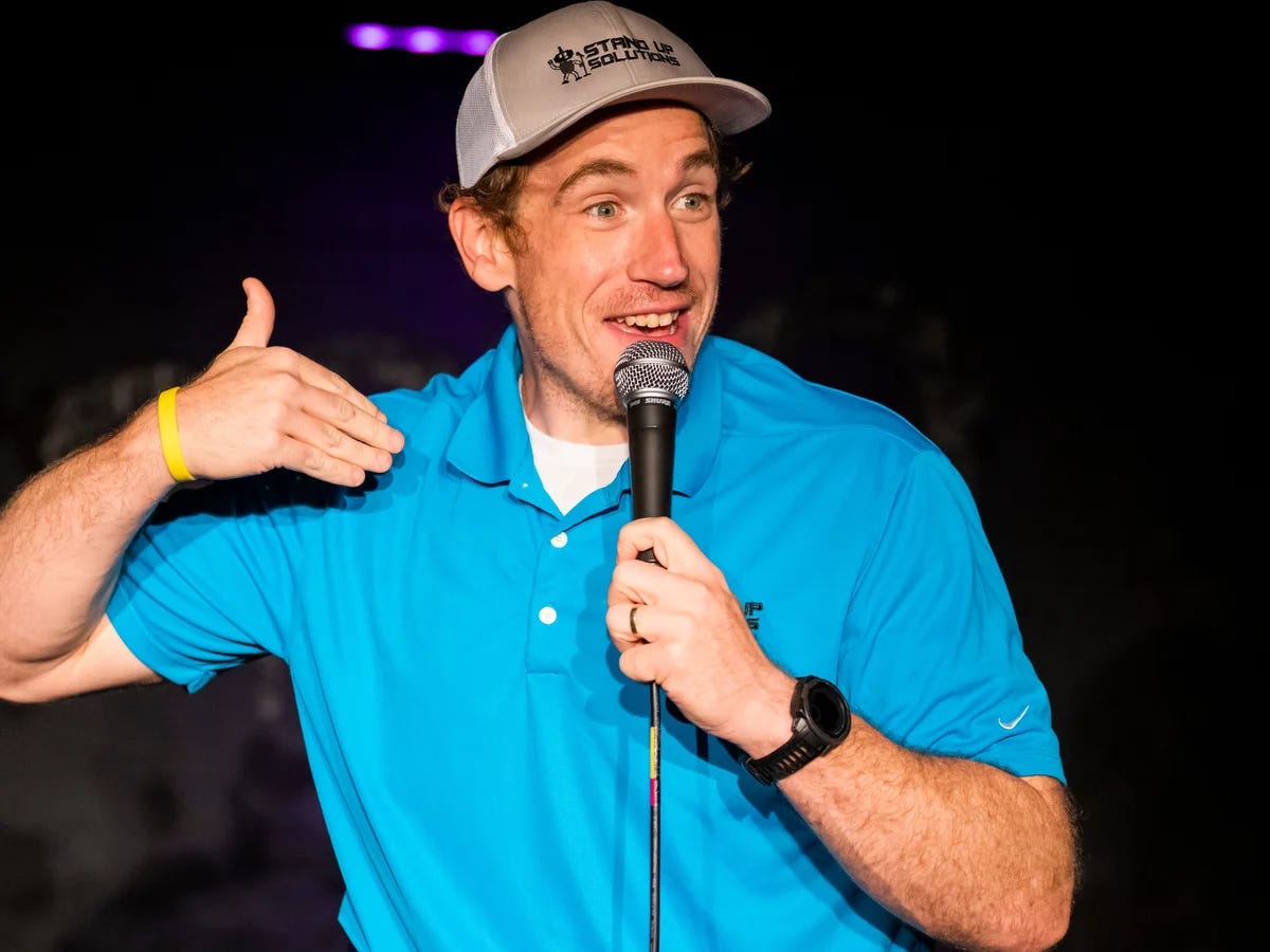The comedian Connor O'Malley on stage