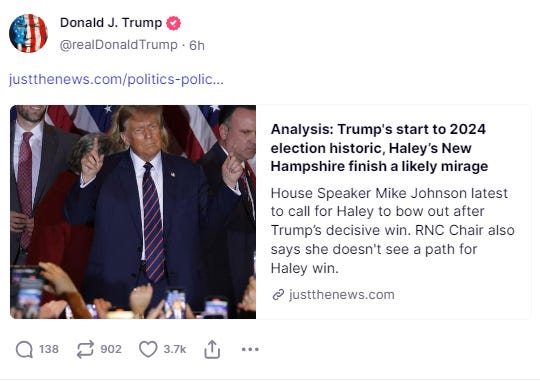 Analysis: Trump's start to 2024 election historic, Haley’s New Hampshire finish a likely mirage Analysis: Trump's start to 2024 election historic, Haley’s New Hampshire finish a likely mirage