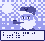 Alt Text: A screenshot of Borbo's Quest, showing a portrait of an old man with a bushy beard saying "Ah I see you've found some sunblock..."