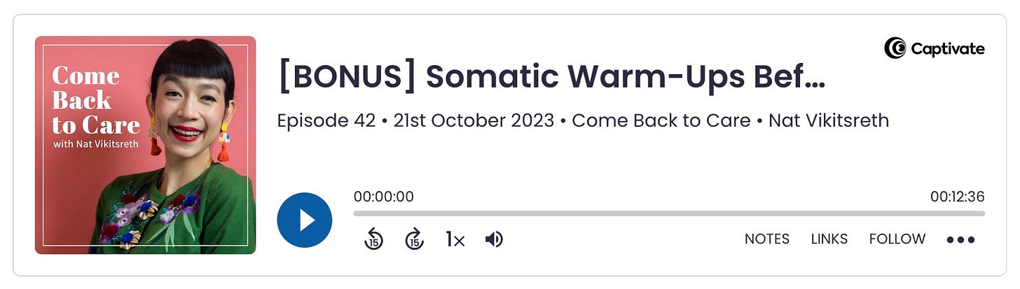 12 minute training - somatic warm-ups before you demand a ceasefire from Come Back To Care