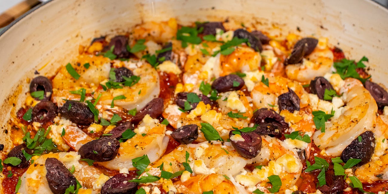 One Pan Shrimp Saganaki (Greek Shrimp with Tomato & Feta)