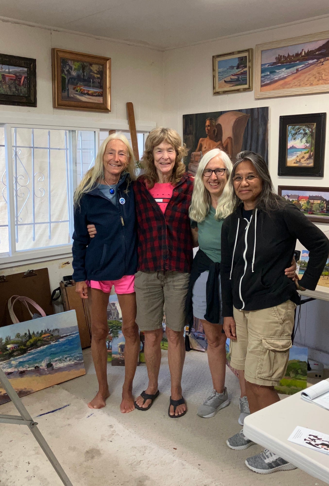 Angeline with Reka, Lynne, and Sara in Lynne's art studio.