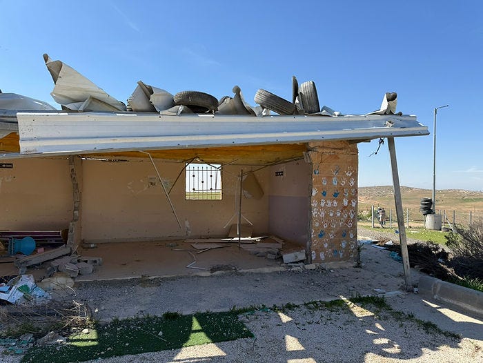 The demolished school at Zanuta visit, taken by Rabbi Robyn 25.02.25