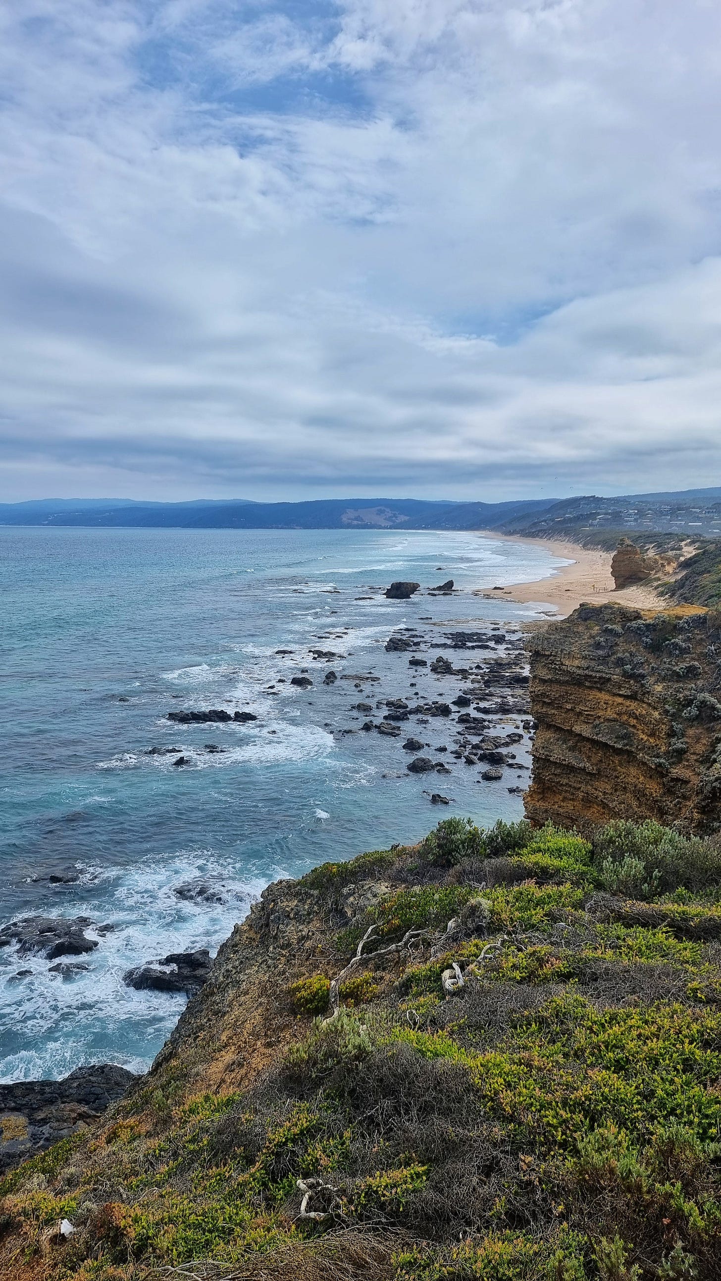 A photo of the coastline at Aires Inlet
