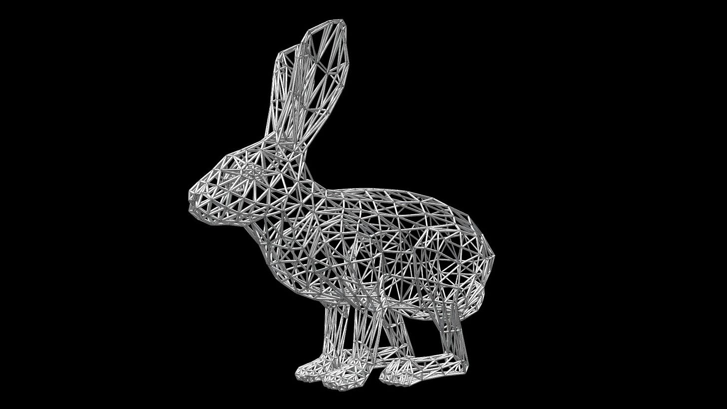 RABBIT WIREFRAME - 3D model by DTA DESIGN STUDIO (@dtadesignstudio)  [036ff88]
