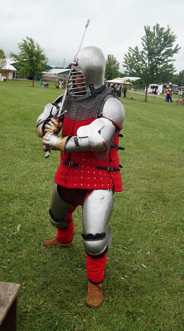 Jed Cawthorne, dressed as the Red Knight.