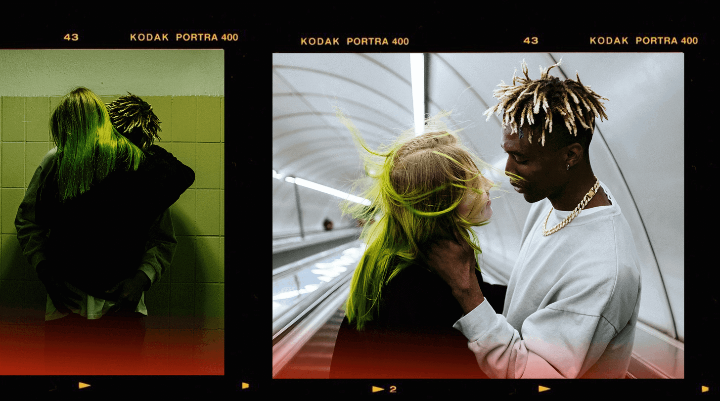 Film strip featuring stills from the video ‘When the Skin Hums.’