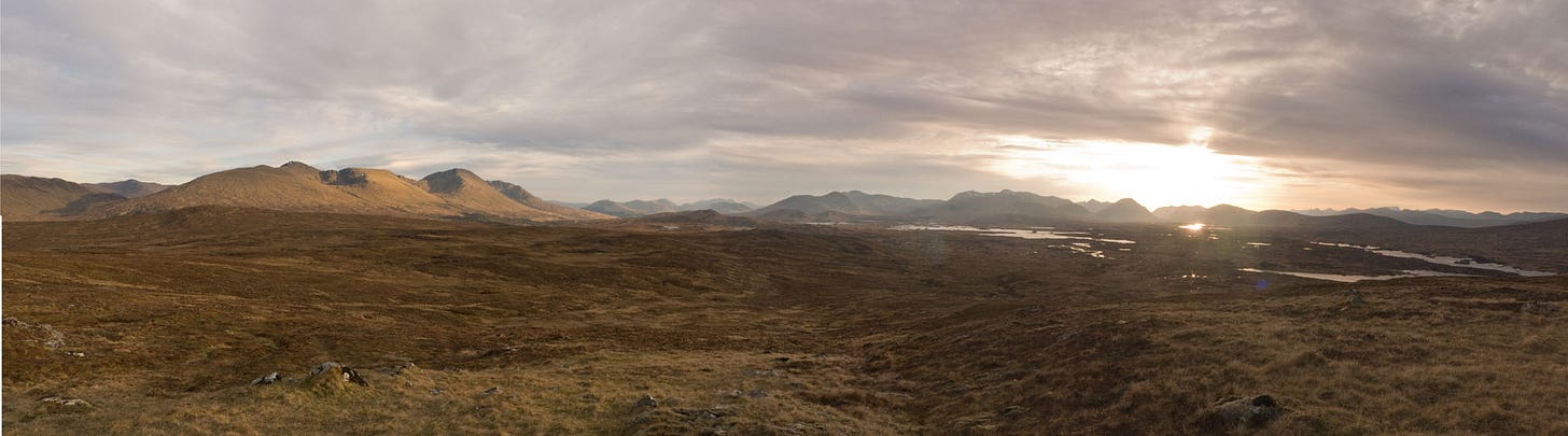 sunrise over brown moorland