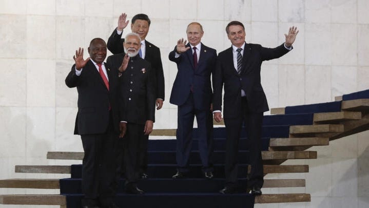 File photo of South Africa's President Cyril Ramaphosa, India's Prime Minister Narendra Modi, China's President Xi Jinping, Russia's President Vladimir Putin and Brazil's Jair Bolsonaro taken at a BRICS Summit on November 14, 2019 in Brazil. File photo of South Africa's President Cyril Ramaphosa, India's Prime Minister Narendra Modi, China's President Xi Jinping, Russia's President Vladimir Putin and Brazil's Jair Bolsonaro taken at a BRICS Summit on November 14, 2019 in Brazil.