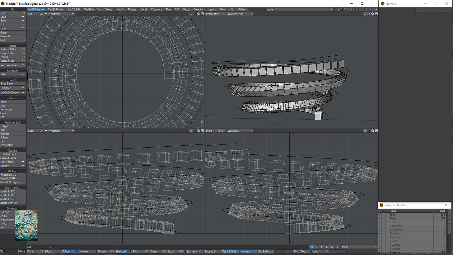 The helix tool cloned the cubes on a spiral path.
