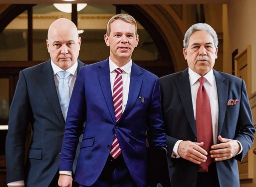 Luxon, Hipkins, and Peters. Luxon, Hipkins, and Peters.