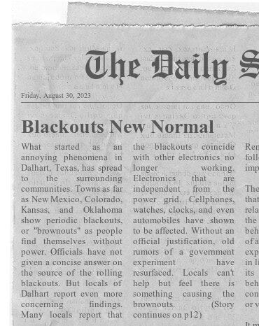 Fictional newspaper clippings for Alone Together