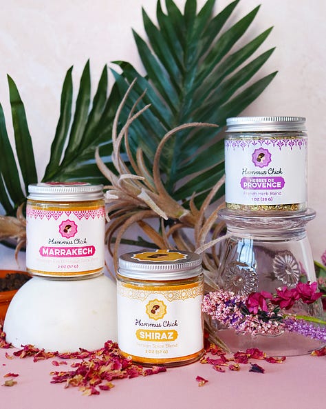 Hummus Chick offers three mediterranean spice blends and two flavors of Tahini dressings