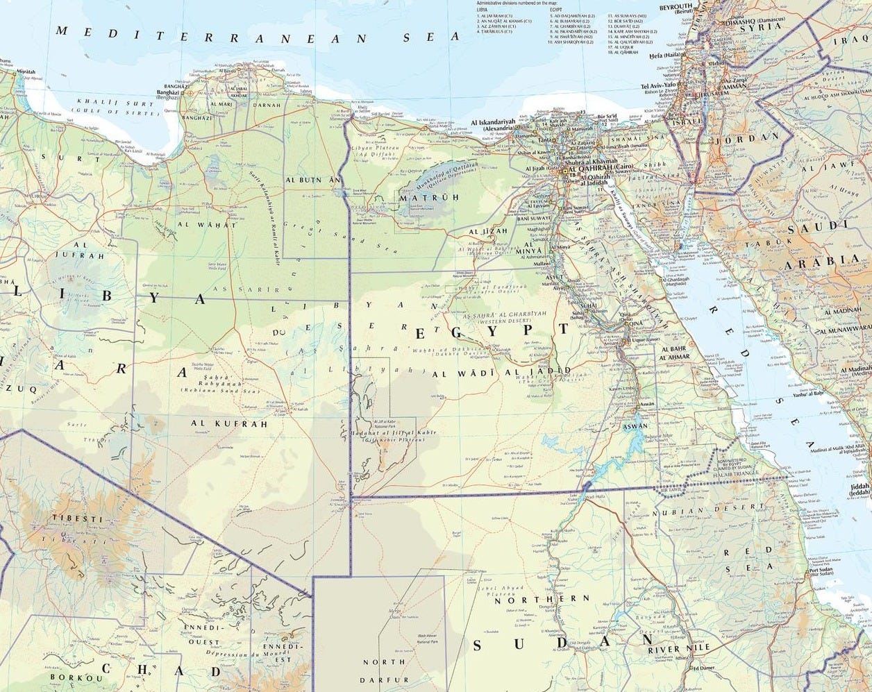 The Times Map of Libya and Egypt | Stanfords