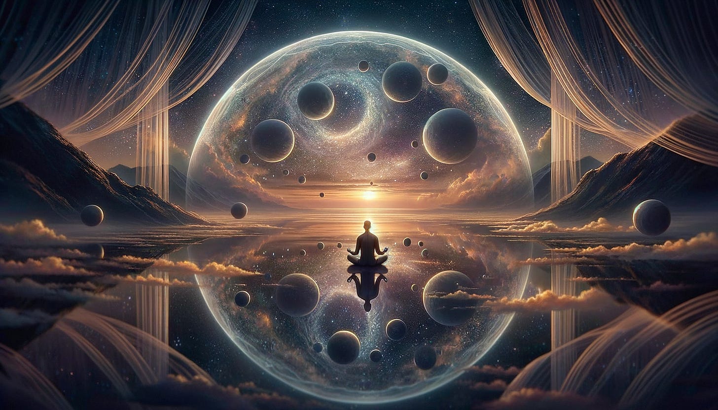 Mountain Meditation Under Cosmic Sky | Deep Dream Generator