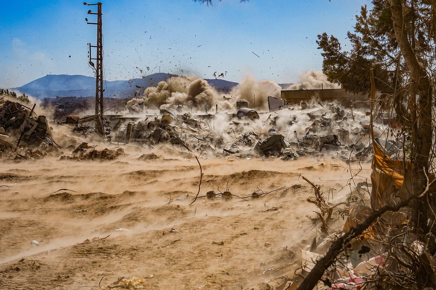 An explosion during Israeli military operation in Ayta ash Shab, in southern Lebanon, October 21, 2024. (Ayal Margolin/Flash90)