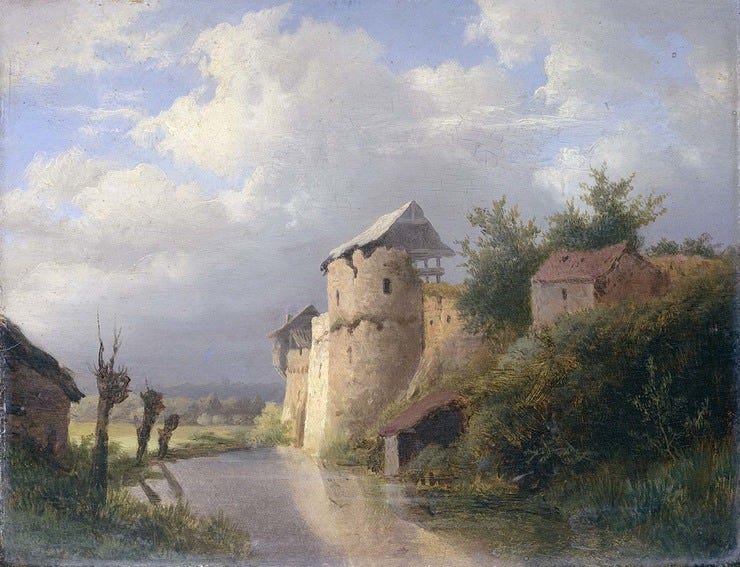 'De oude burcht' - olieverf op paneel: Louwrens Hanedoes (herkomst: coll. Rijksmuseum Amsterdam)