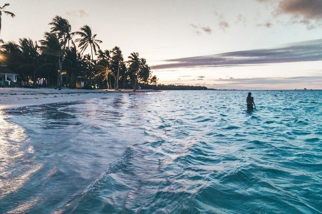 Caribbean Swimming in a beach in the Caribbean