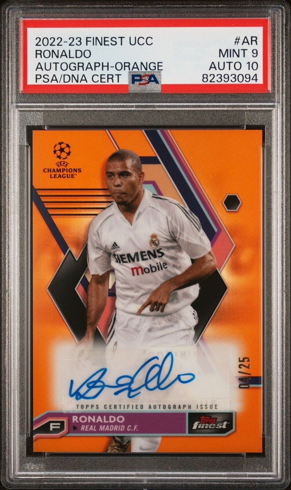 2022-23 Ronaldo Topps Finest UCC Auto Orange /25 PSA 9 Auto 10  - Picture 1 of 2