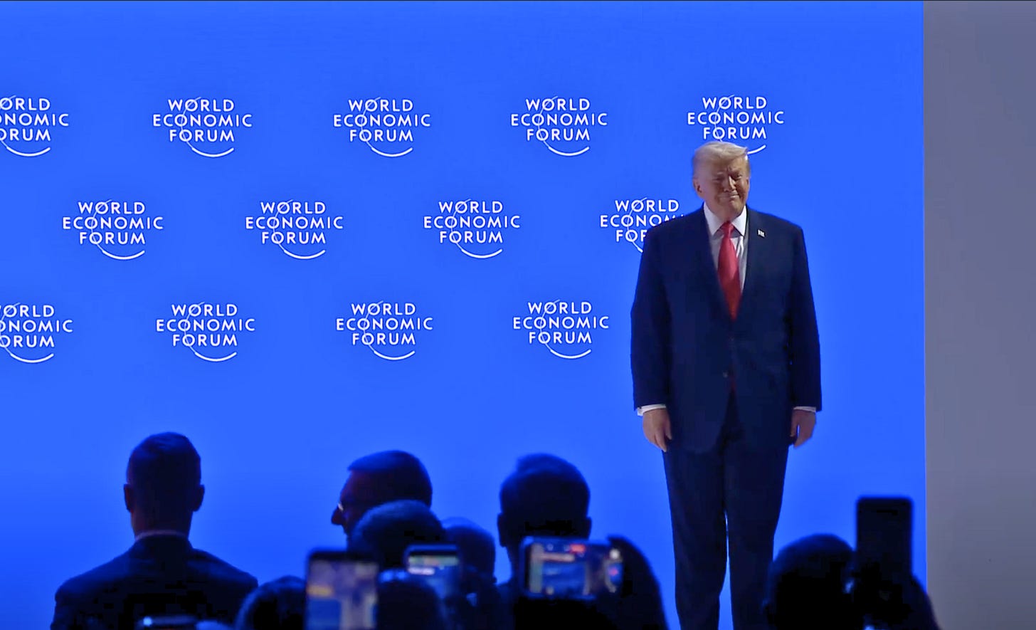 Donald Trump receives a standing ovation as he appears on the stage at the World Economic Forum annual meeting in Davos on January 21, 2026. Donald Trump receives a standing ovation as he appears on the stage at the World Economic Forum annual meeting in Davos on January 21, 2026.